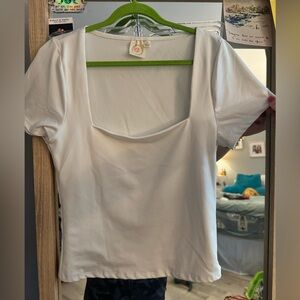 White square neck t-shirt